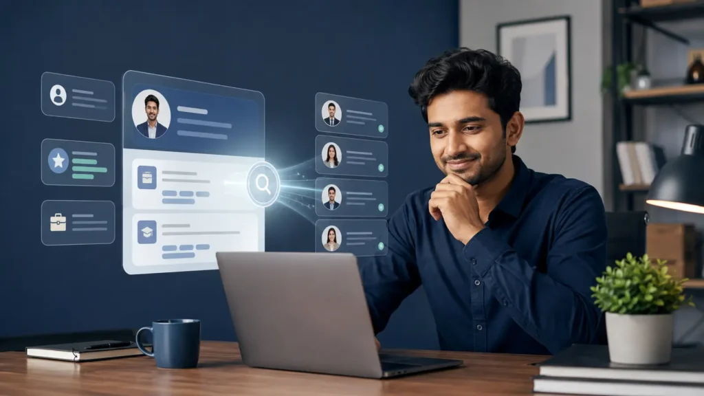 Indian professional optimising a LinkedIn-style profile for recruiter search