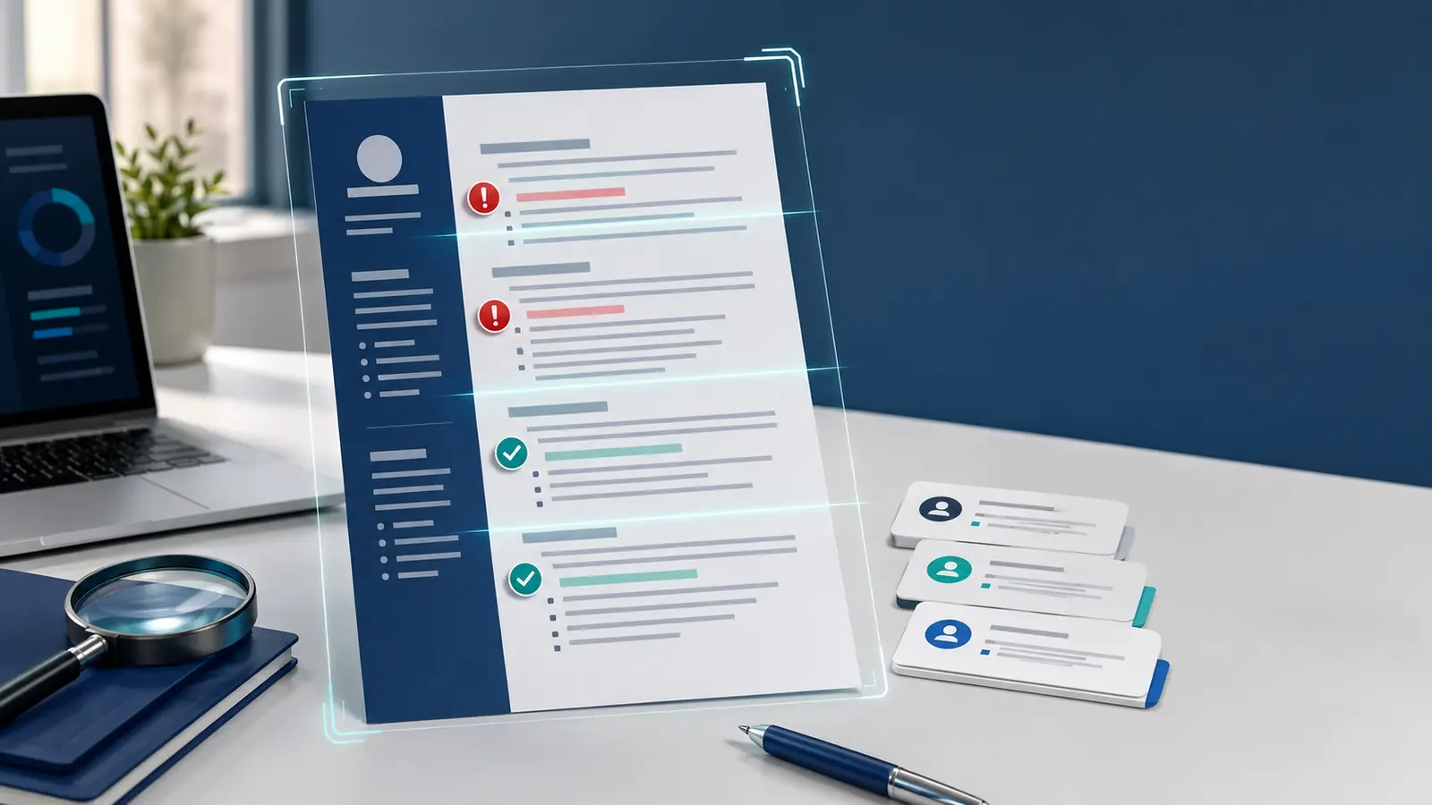 Resume under review with warning markers and corrected sections