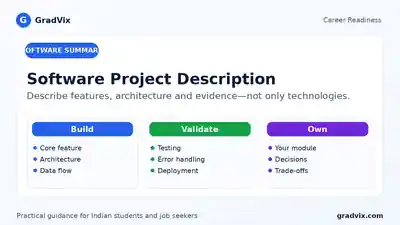 Software project description summary covering features, architecture, testing and ownership