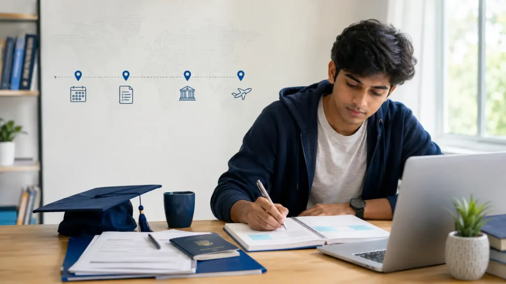 Indian student planning a 2027 study abroad application timeline